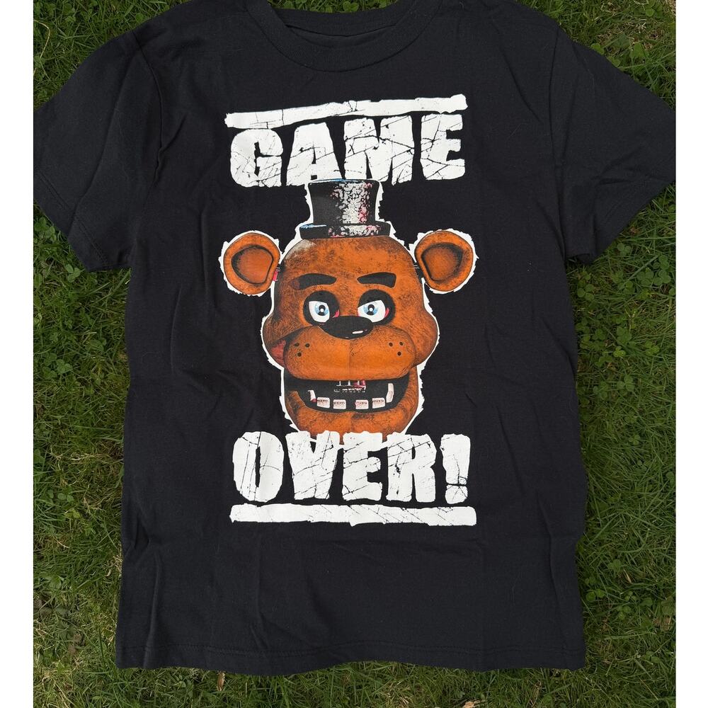 FNAF Five Nights at Freddy’s Graphic T Shirt Black Game Over Kids (SZ L 10/12)